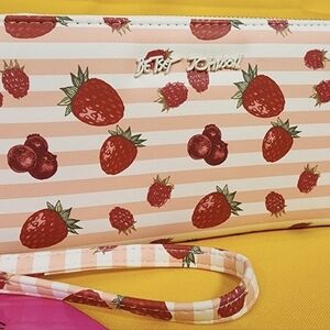 Betsey Johnson zip-around wristlet wallet With Strawberries NWT